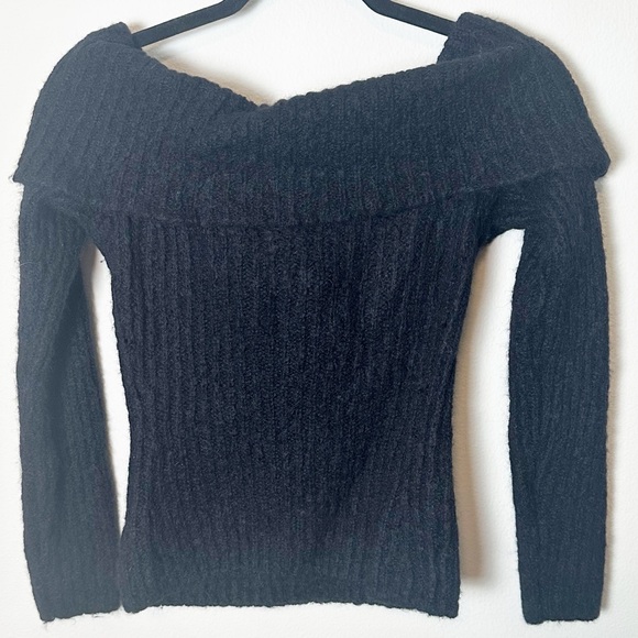 Reformation Oberon Sweater Black Off Shoulder Alpaca Wool Blend Small - Picture 4 of 9